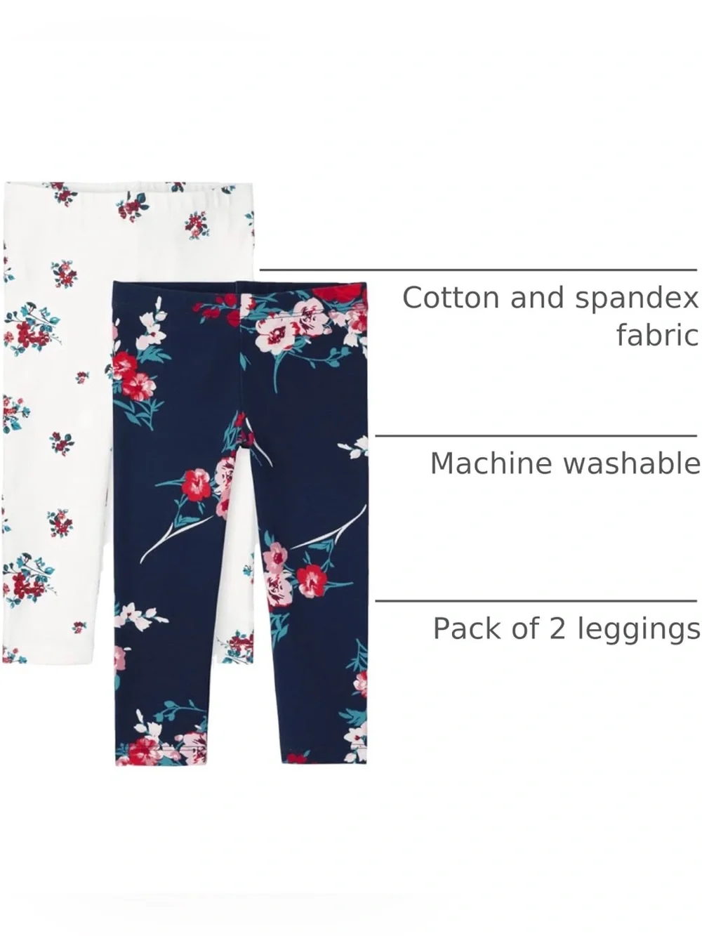 The Children's Place 2-Pack Floral Leggings - Navy & White